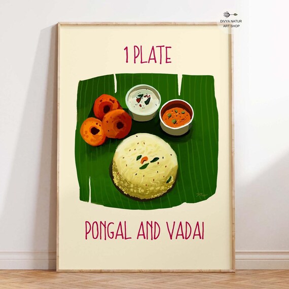 One Plate Pongal And Vadai Traditional South Indian Breakfast Poster
