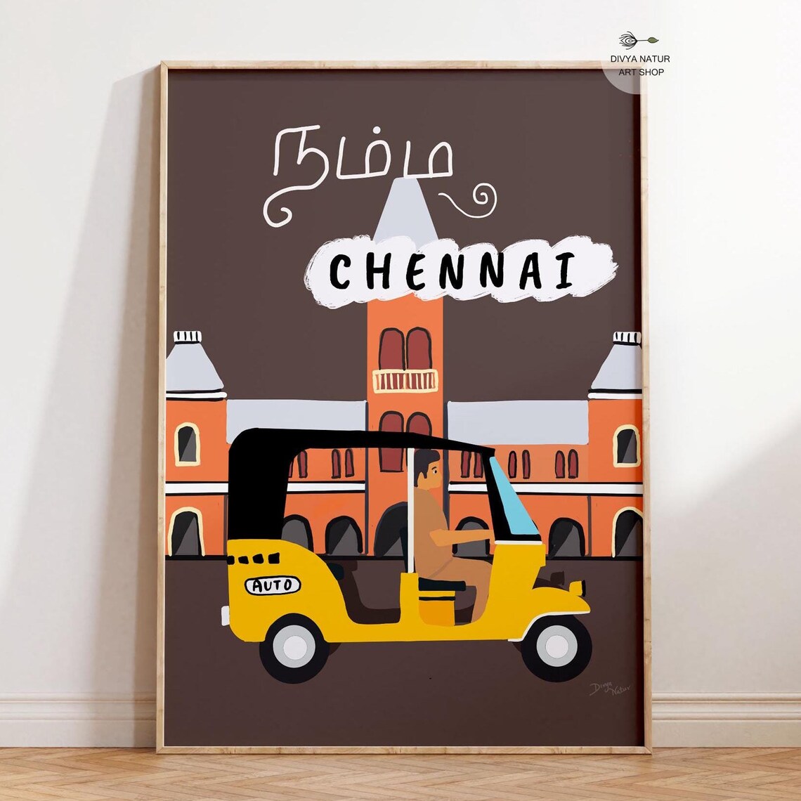 Chennai Auto Rickshaw Tamil Nadu City Travel Art Piece Poster