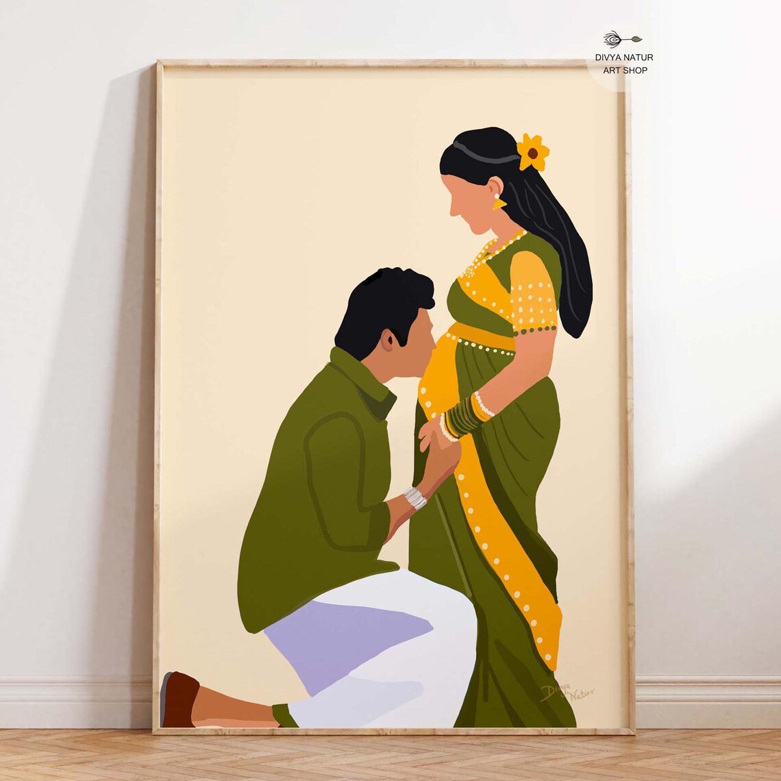 Tender Pregnancy Moment Expecting Couple Modern Minimalist Art Print