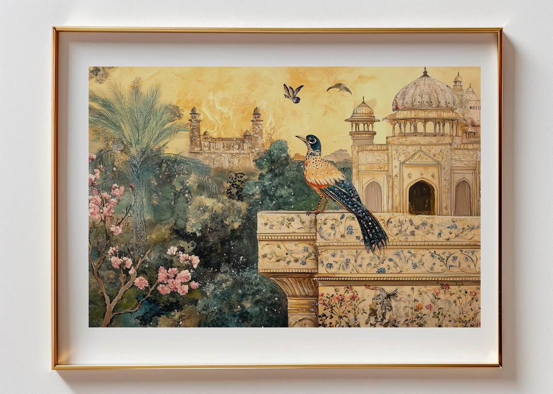 Mughal Chirya Bird Art Print, Mughal-Inspired - Image 2