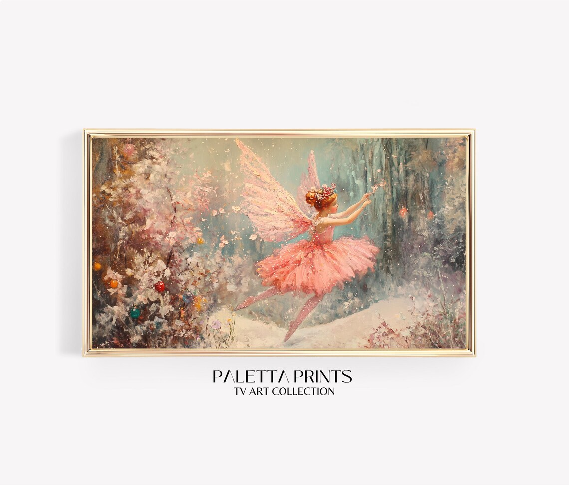 Christmas Fairy Pink Tutu Snowy Garden Winter Wonderland Poster