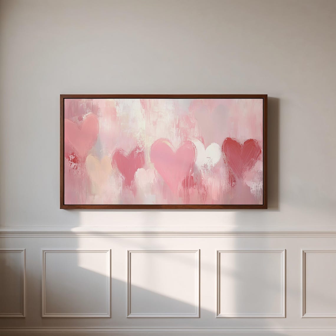 Pastel Pink Hearts Abstract Romantic Valentine Love Art Poster - Image 3