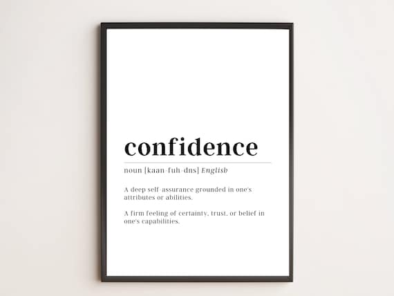 Confidence Definition Print Motivational Wall Art