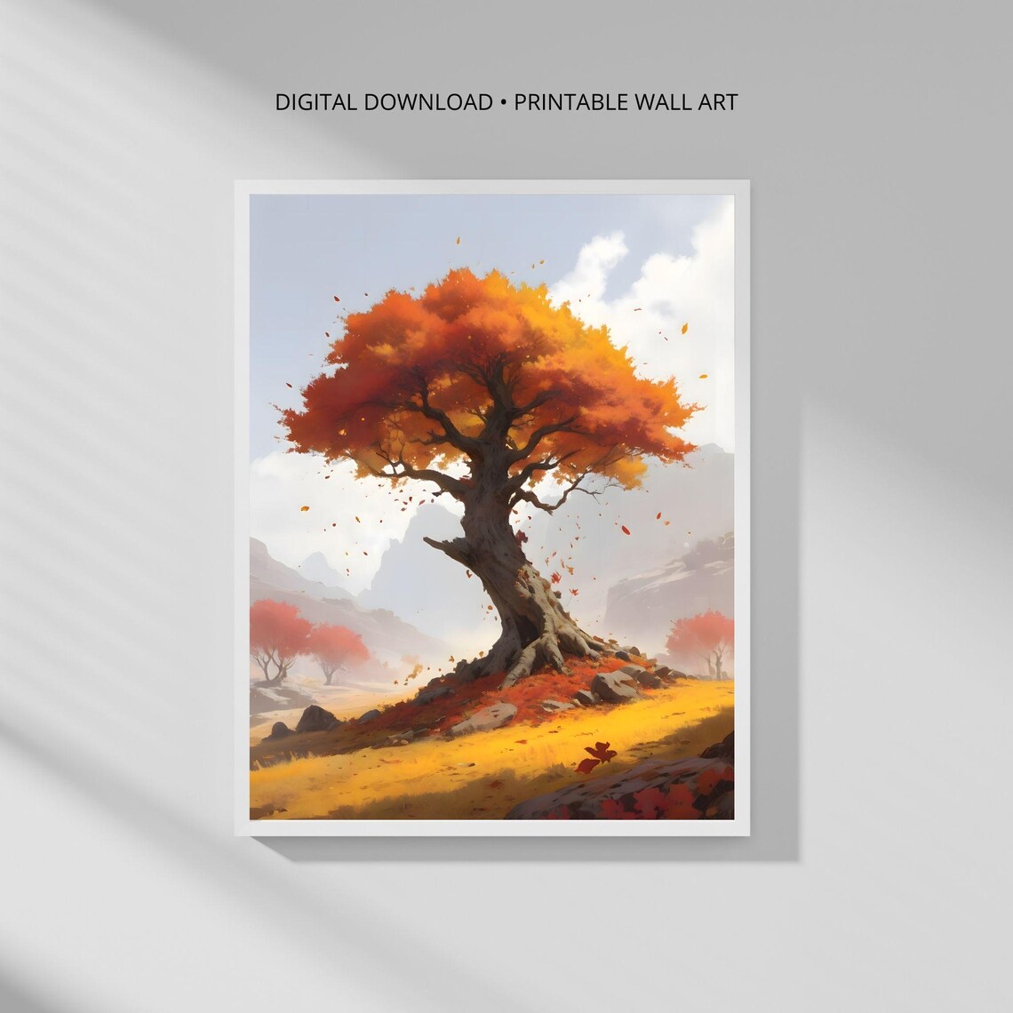Modern Botanical Wall Art Print Fantasy Maple Tree Minimalist Decor
