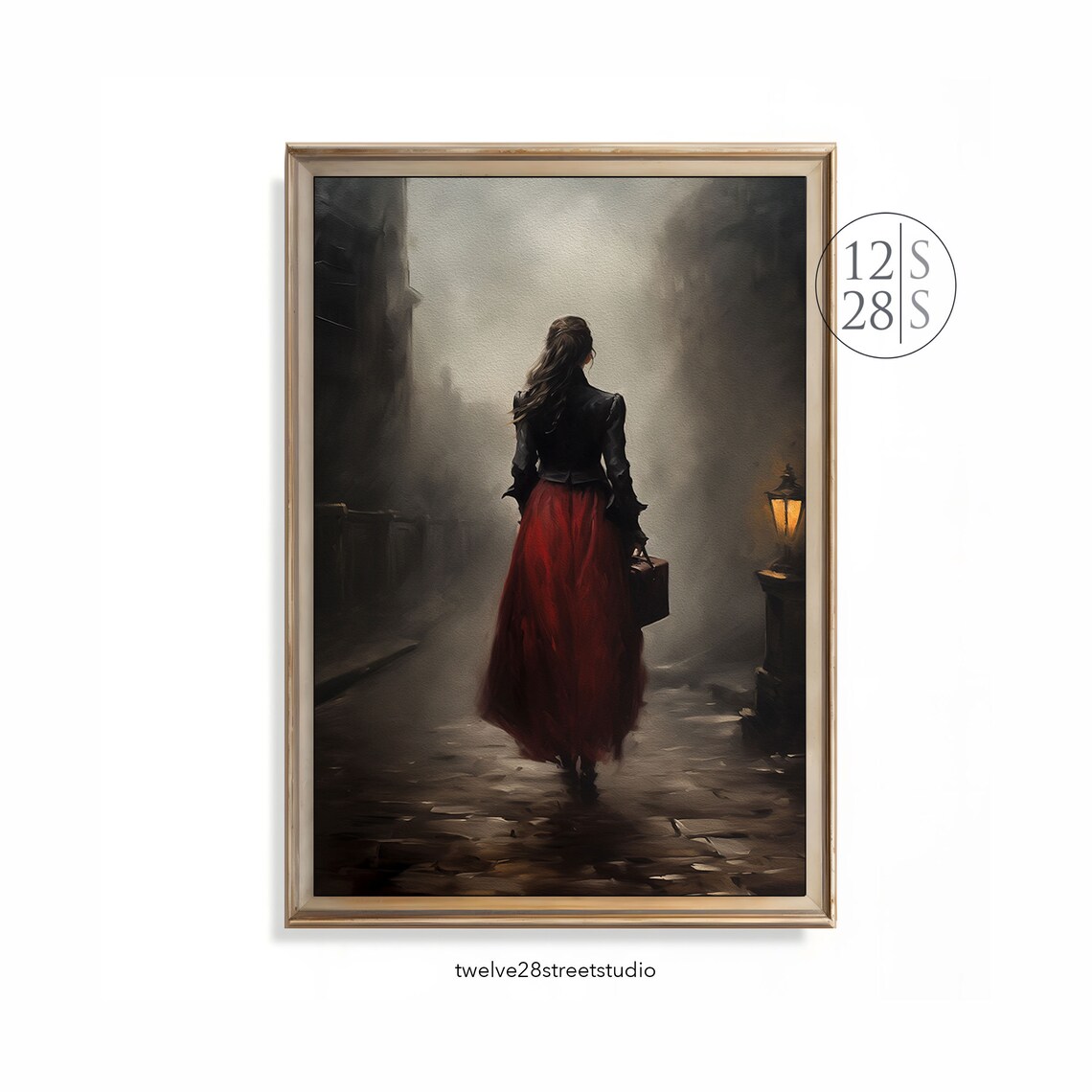 Dark Academia Woman Portrait, Vintage Travel Art Print
