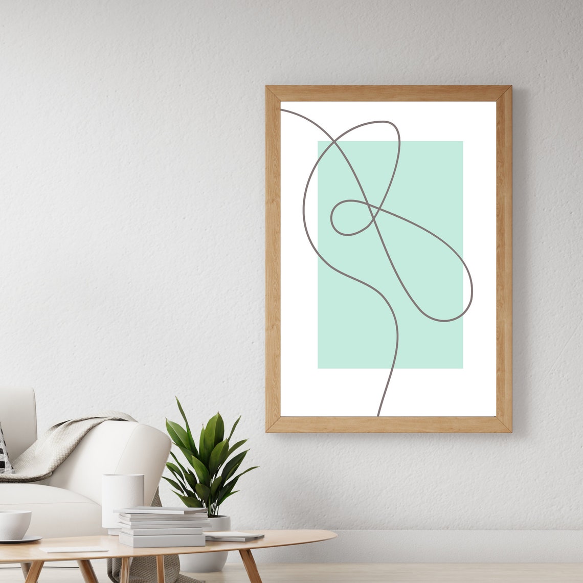 Mint Green Geometric Line Art Print Modern Abstract Minimalist Decor - Image 2