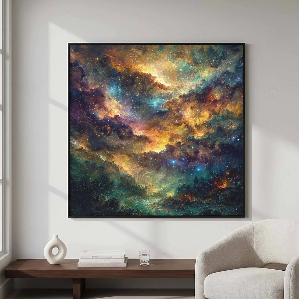 Cosmic Nebula Canvas Wall Art Abstract Space Oil Painting Print