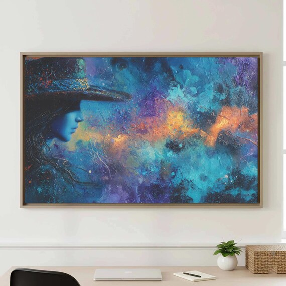 Western Cowgirl Witch Abstract Canvas Wall Art Print
