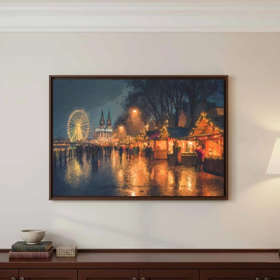 Cologne Christmas Market Night Cathedral Ferris Wheel Art Poster