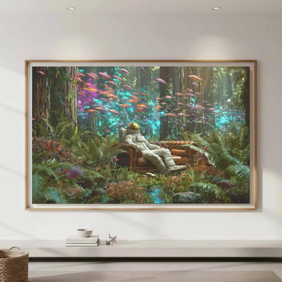 Astronaut Forest Canvas Wall Art Surreal Print