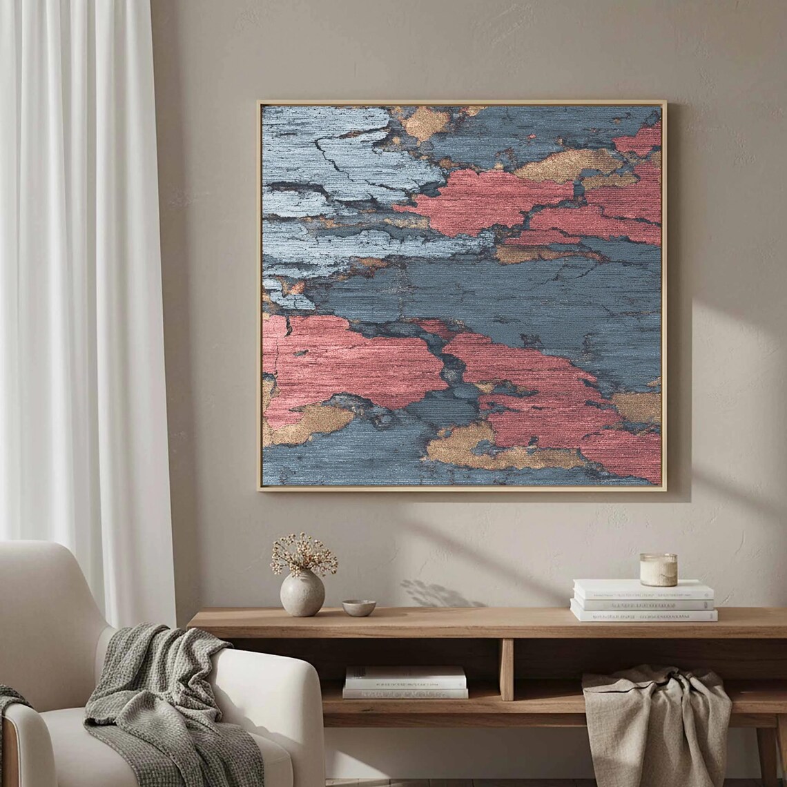 Abstract Textile Canvas Wall Art Modern Geometric Pattern Print