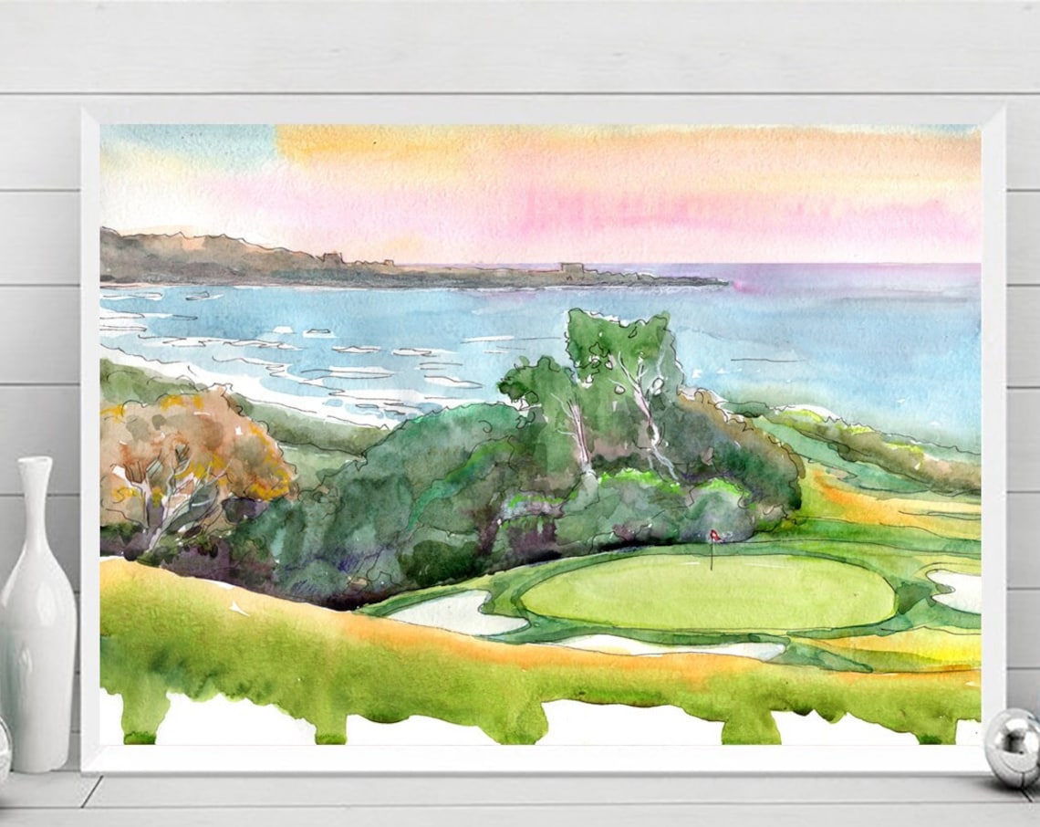 Torrey Pines Golf Course Watercolor Art Print, San Diego