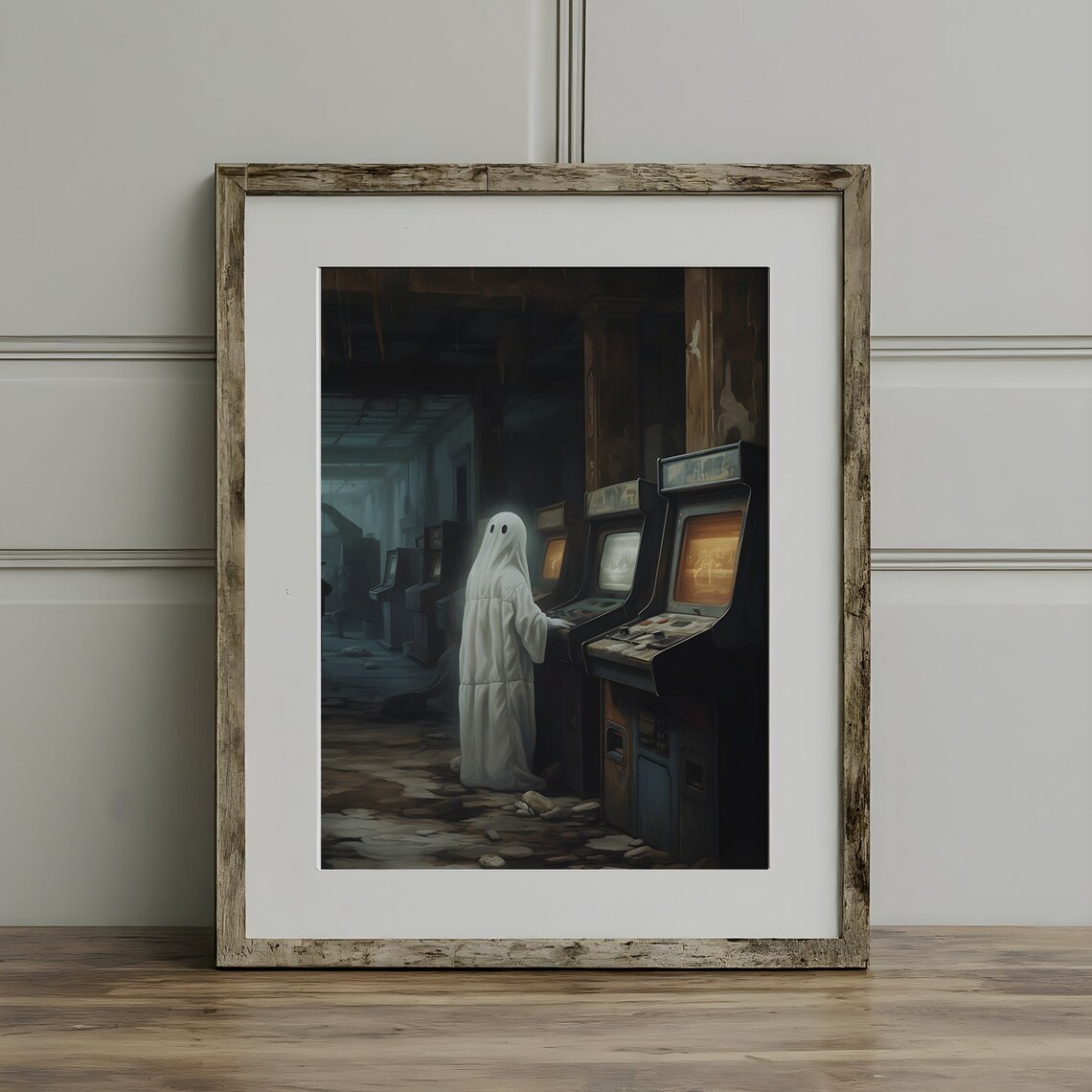Ghost in Haunted Arcade Retro Cabinets Spooky Night Gamer Poster - Image 3