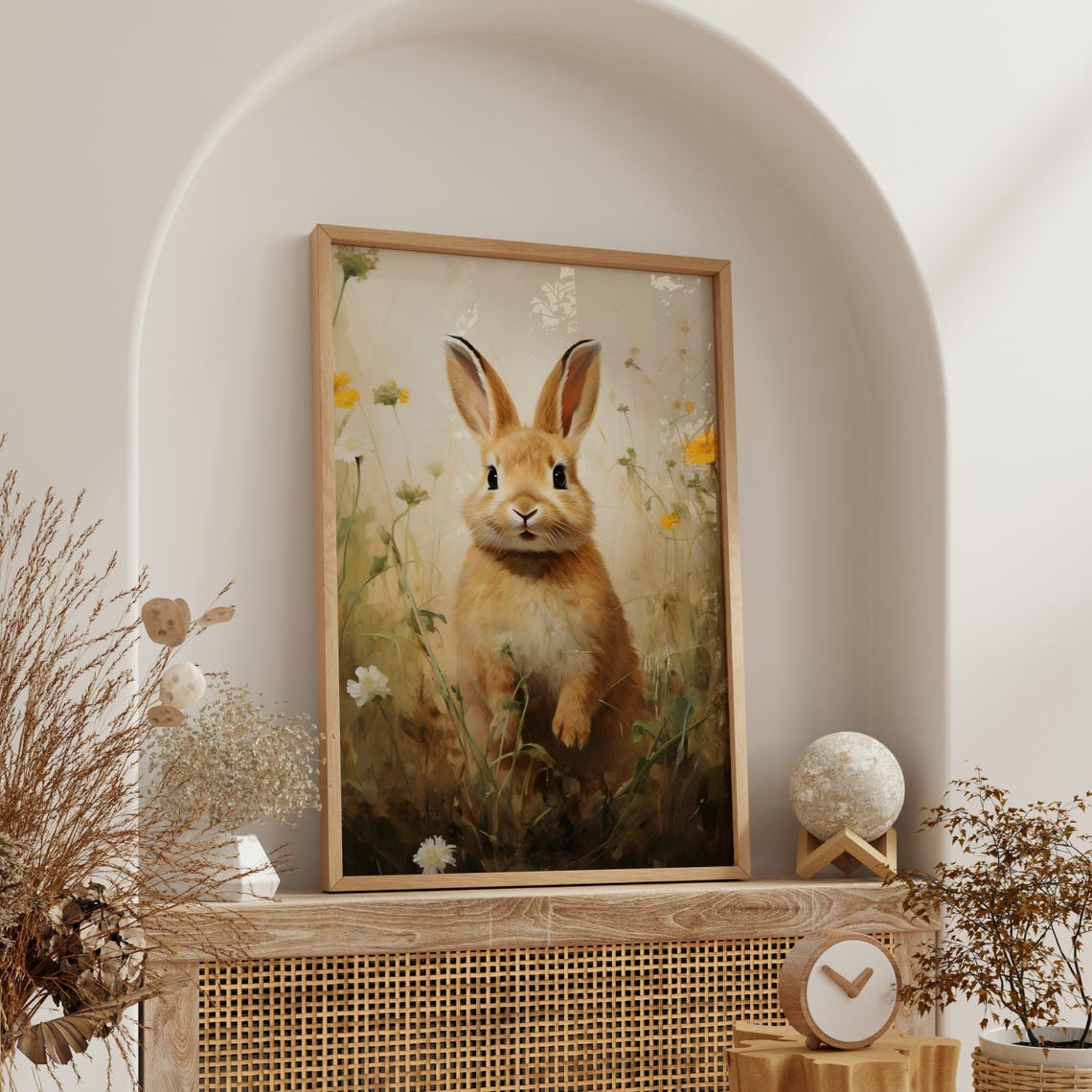 Spring Bunny Painting Easter Wall Art Cute Rabbit Artwork Woodland Animal Nursery Art Print Floral Easter Wall Decor Ew05 - Image 3