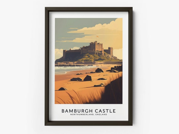 Bamburgh Castle Art Print Location Print Bamburgh Wall Art Northumberland Art Print Bamburgh Castle Poster Taf1020