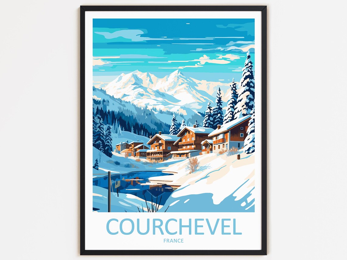 Courchevel Travel Poster, France Wall Decor