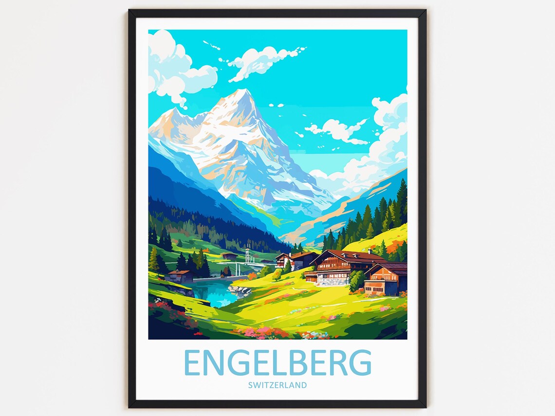 Engelberg Travel Poster, Switzerland Wall Decor