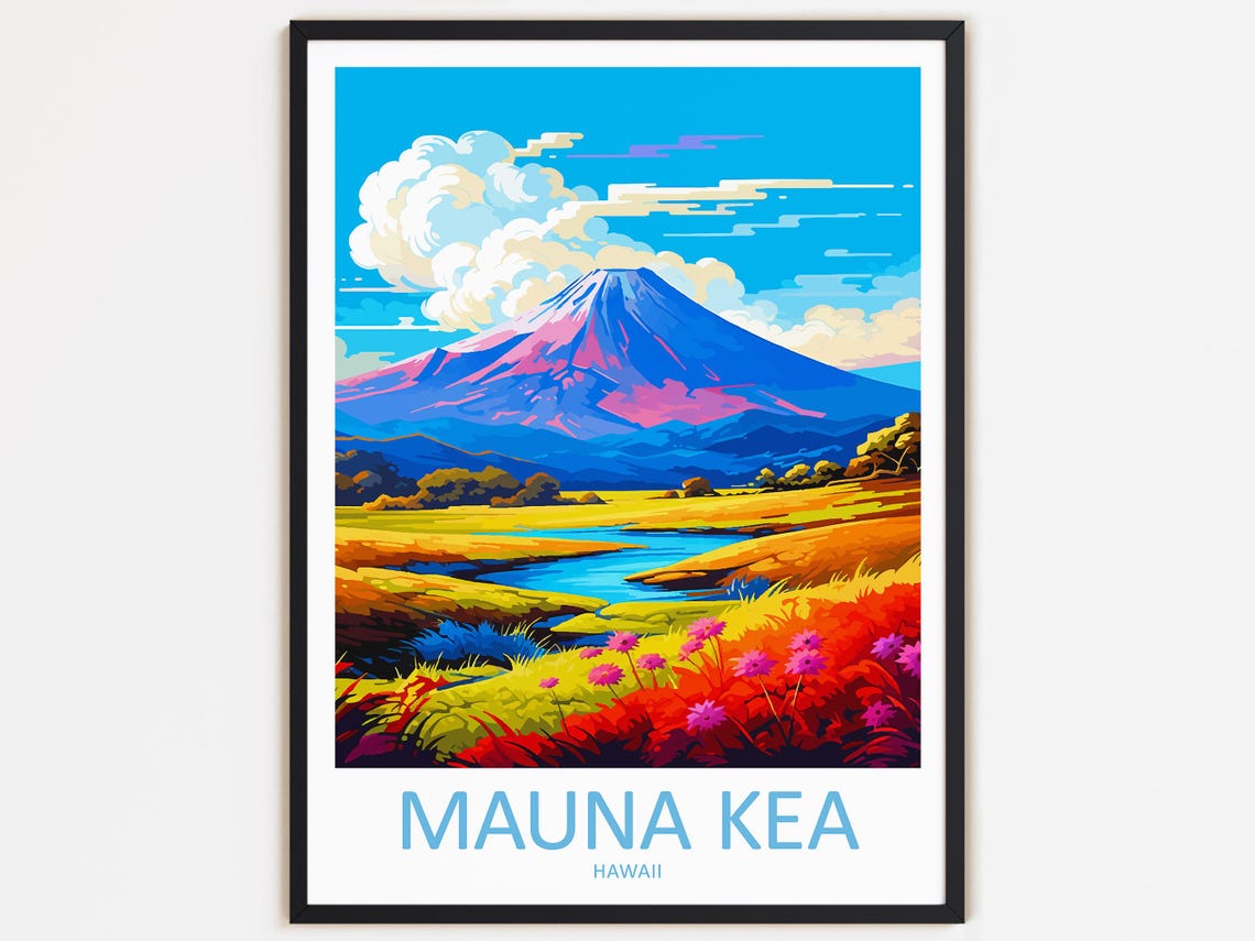 Mauna Kea Travel Poster, Hawaii Art