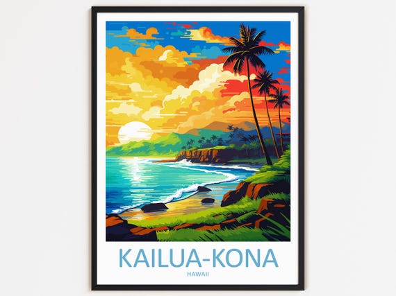 Kailua Kona Travel Poster, Hawaii Art
