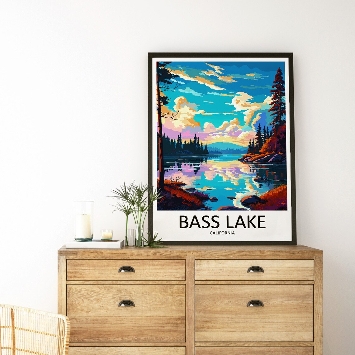 Bass Lake Travel Poster, California Landscape - Image 3