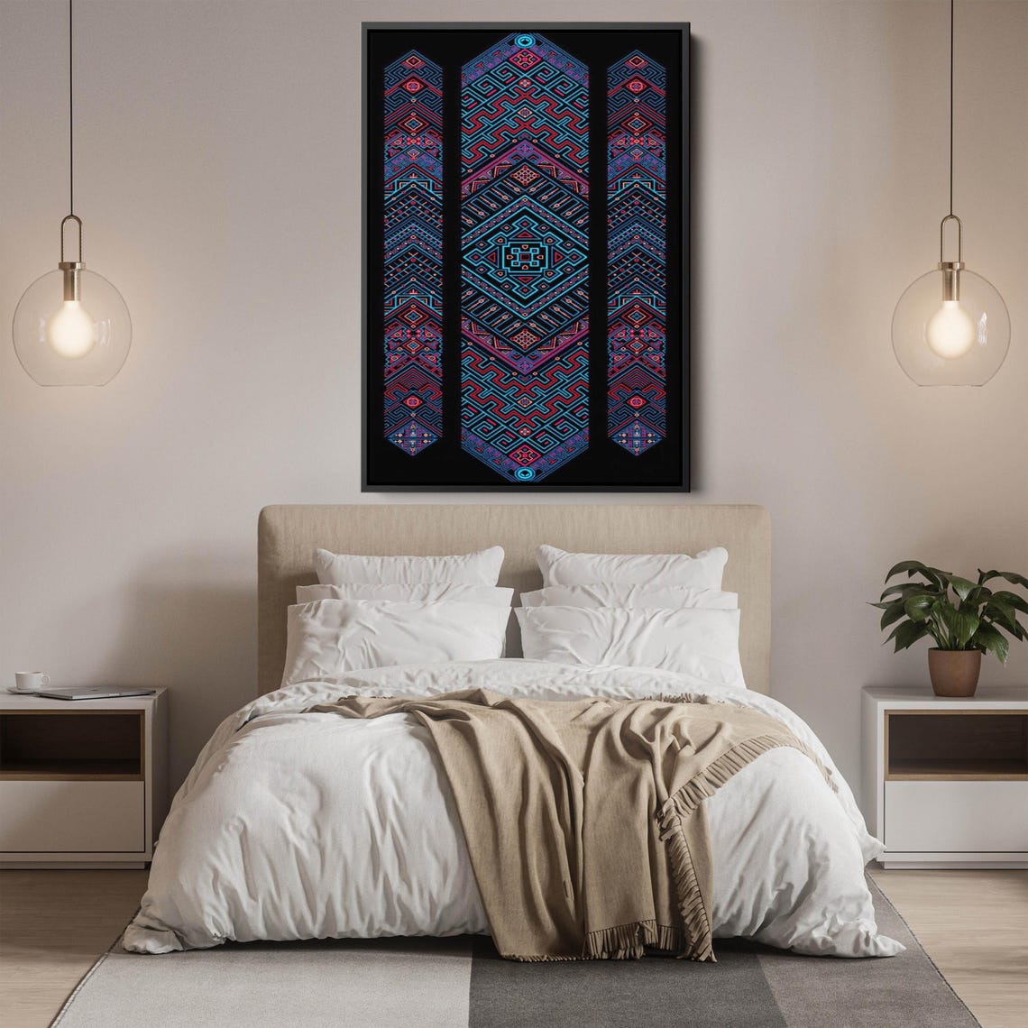 Tree Ring Framed Wall Art Abstract Colorful Tree Ring Wall Decor Minimalist Home Art Modern Farmhouse Living Room Print - Image 2
