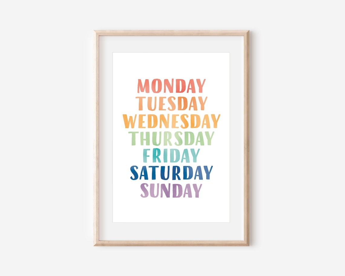Rainbow Days of the Week Educational Poster