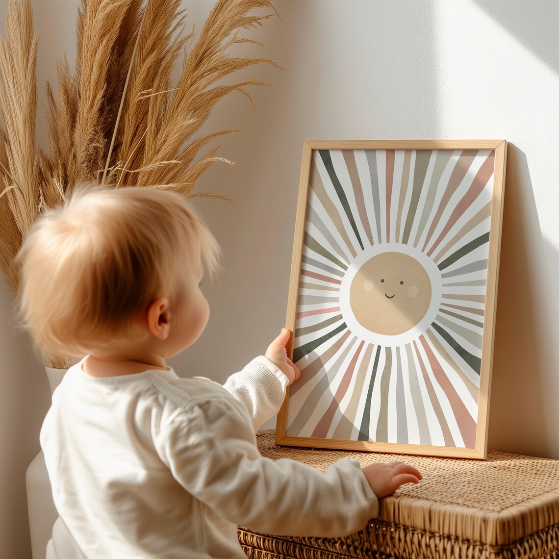 Boho Sun Nursery Art Print, Neutral Pastel Decor - Image 2