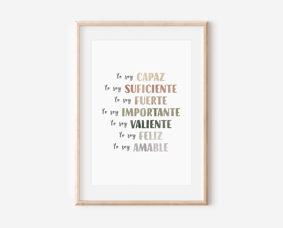 Kids Positive Affirmation In Spanish Poster