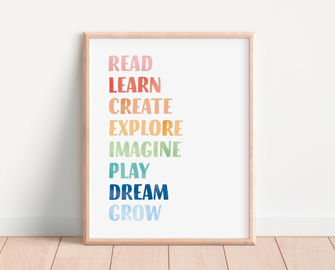 Read Learn Create Explore Imagine Play Dream Grow Kids Poster - Image 2