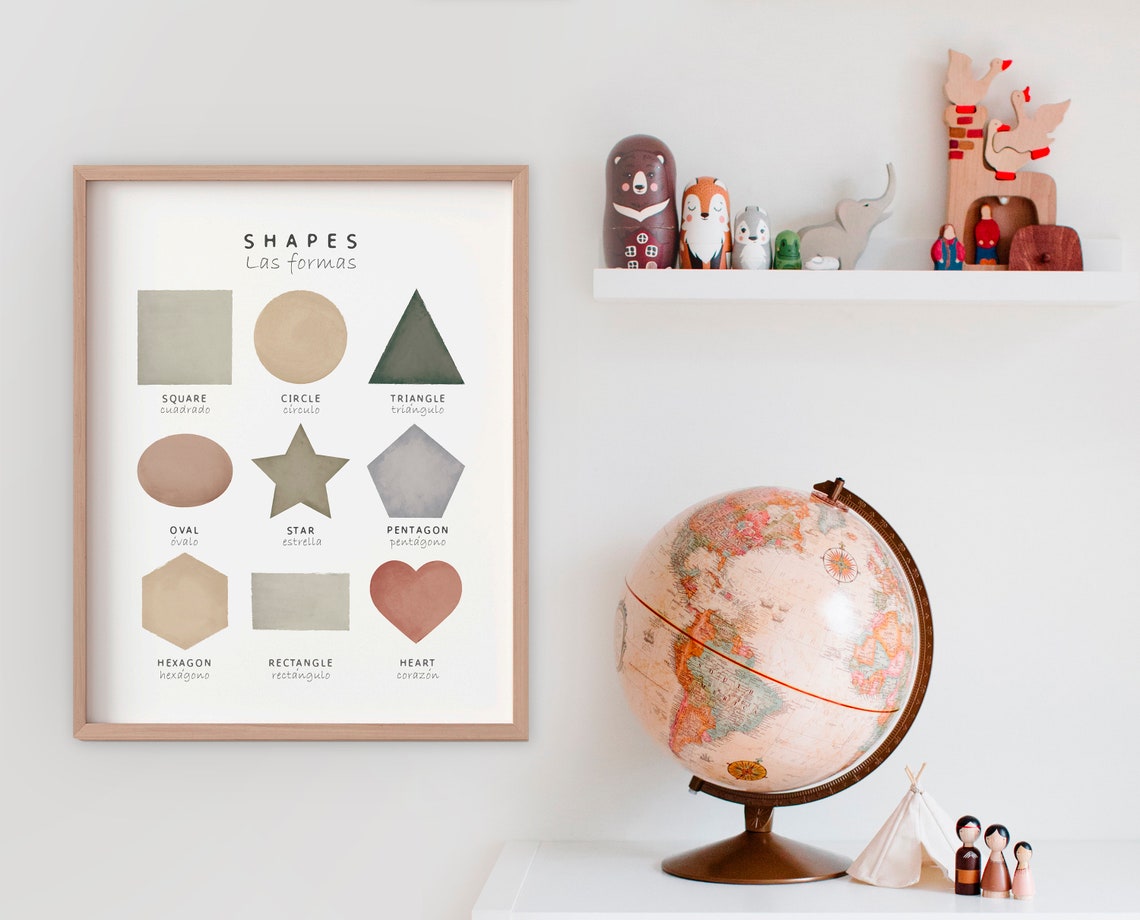 Shapes Bilingual English Spanish Watercolor Learning Chart Poster - Image 4