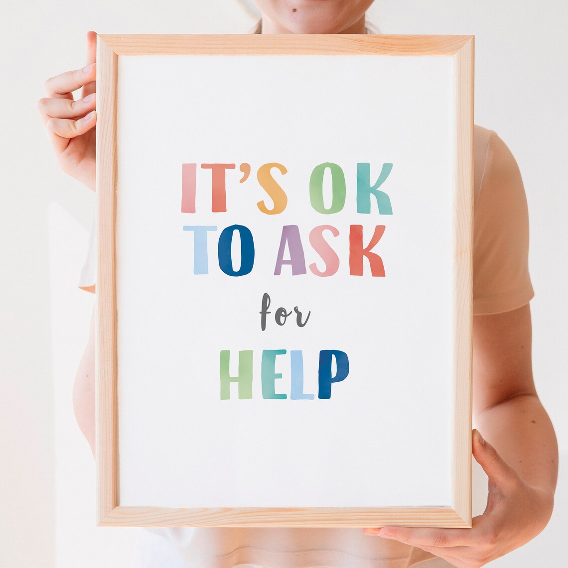 Its OK To Ask For Help Rainbow Poster, Counselor Decor - Image 4