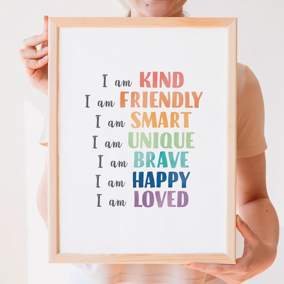 Kids Positive Affirmations Poster, Playroom Wall Art