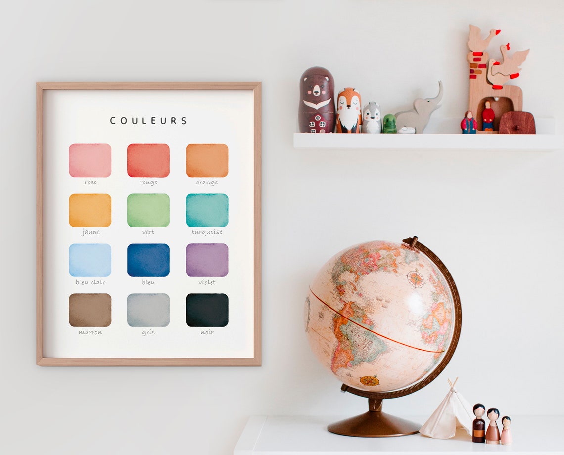 French Colors Couleurs Watercolor Educational Classroom Poster - Image 3