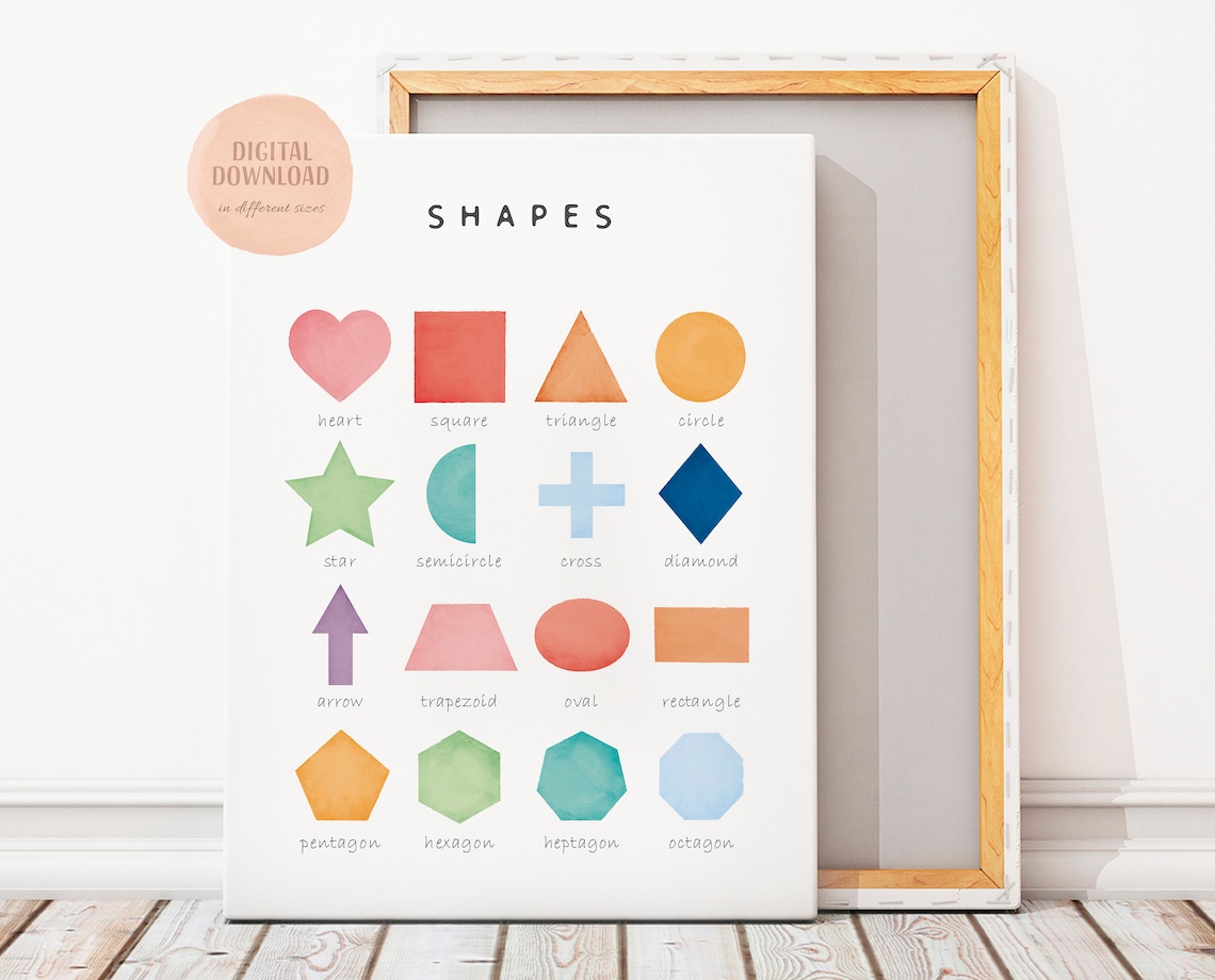 Rainbow Shapes Geometric Shapes Educational Poster - Image 3