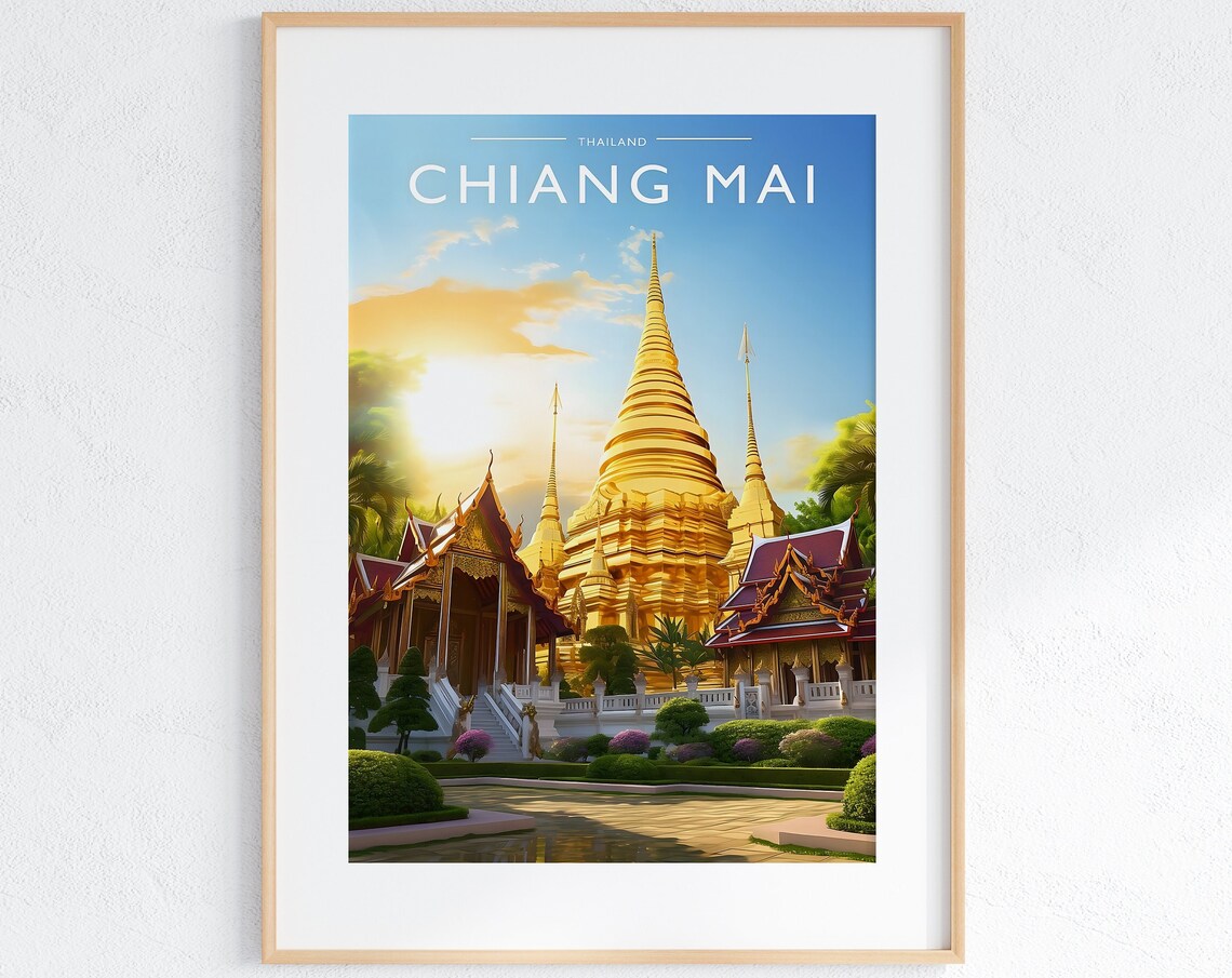 Chiang Mai Travel Poster, Thailand City Wall Decor