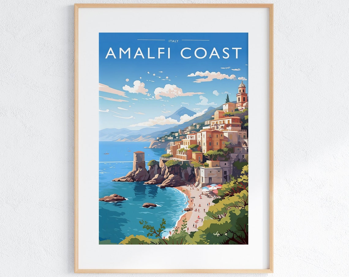 Amalfi Coast Travel Print Art Amalfi Coastal Art Amalfi Wall Print Italy Artwork Amalfi Travel Poster Gift Amalfi Wall Hanging Travel Gift
