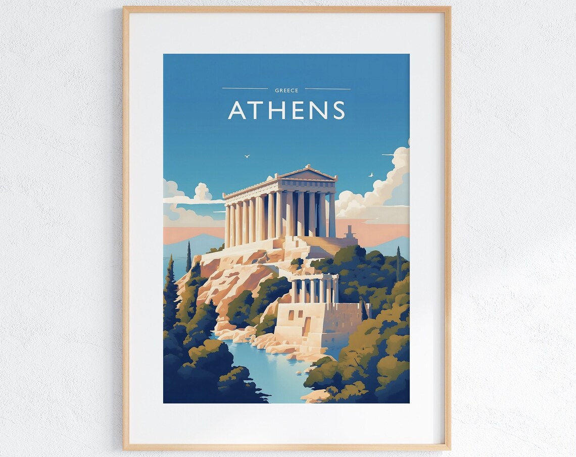 Athens Greece Parthenon Acropolis Ancient Hill Ruins Travel Poster