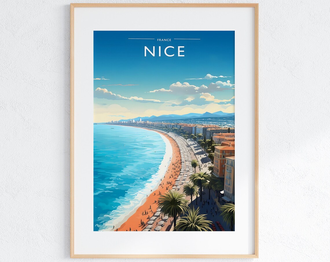 Nice France Travel Poster, City Wall Art