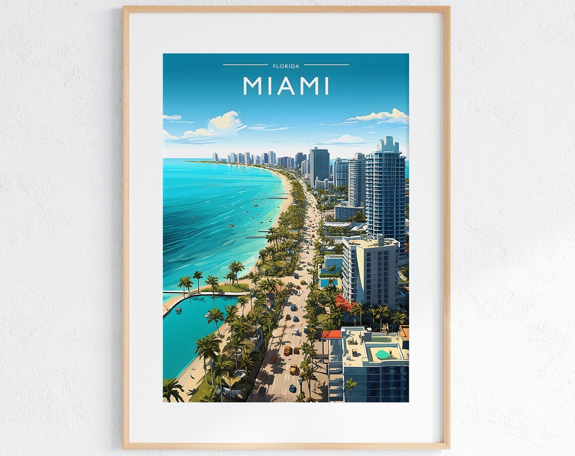 Miami Travel Poster, Florida Travel Wall Art