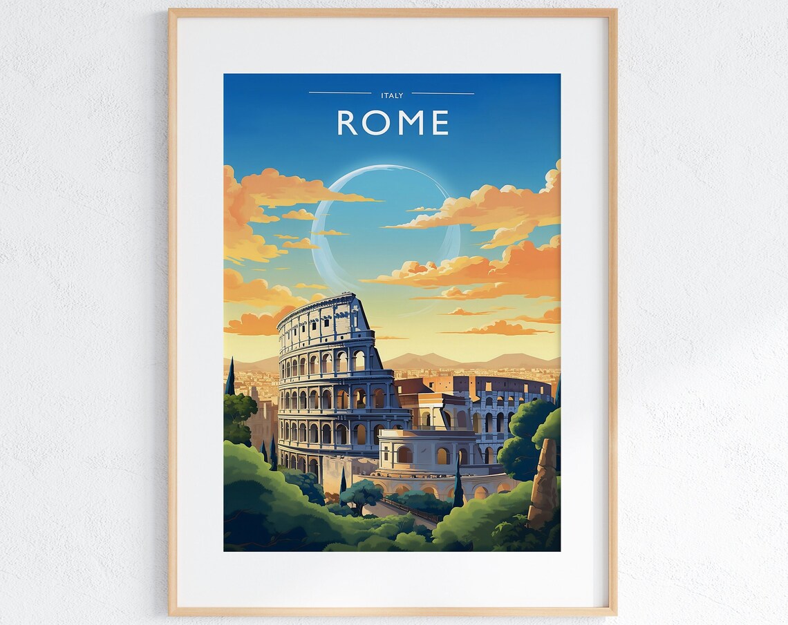Rome Travel Print Art Rome Travel Poster Gift Rome Travel Poster Wall Decor Italy Artwork Italy Travel Gift Rome Modern Travel Print Artwork