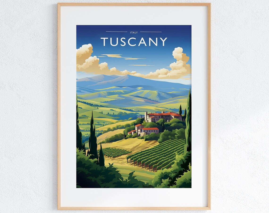 Tuscany Travel Poster, Italy Travel Art Print