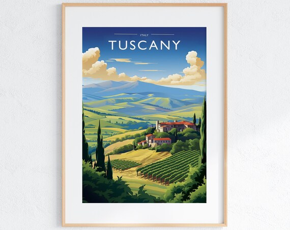 Tuscany Travel Poster, Italy Travel Art Print