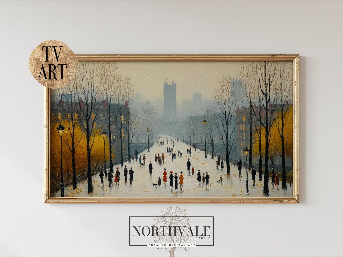 Autumn Park Scene, Vintage Style Landscape Art Print