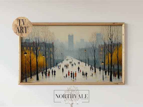 Autumn Park Scene, Vintage Style Landscape Art Print