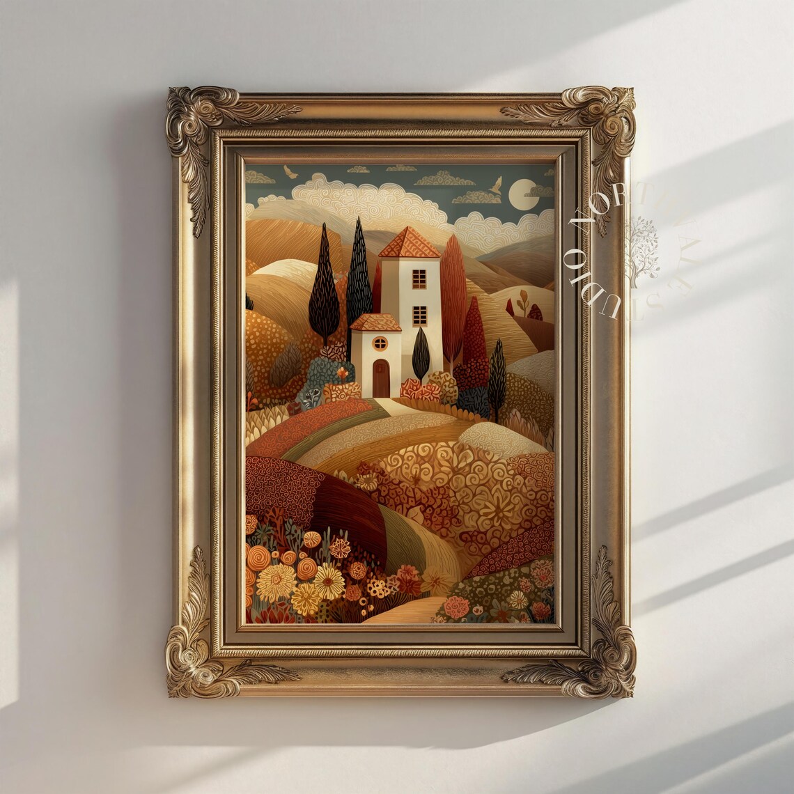 Rustic Autumnal Countryside Autumn Landscapes Fields Cottage Wall Art Vintage Decor 78