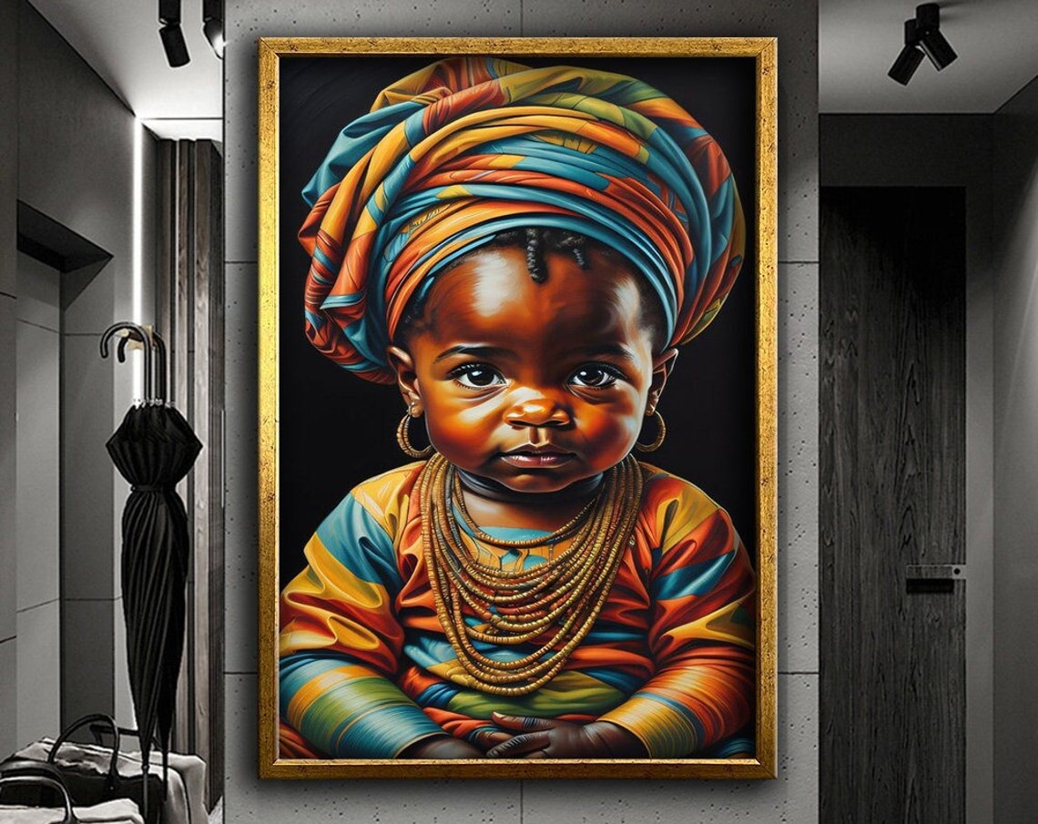 African Baby Painting Black Baby Wall Decor Colorful Baby Local Painting Ready To Hang Painting Home Decorative