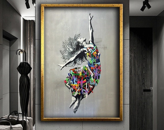 Dancer Woman Print Wall Decor Street Art Painting Paintings Ready To Hang Painting Modern Pop Art
