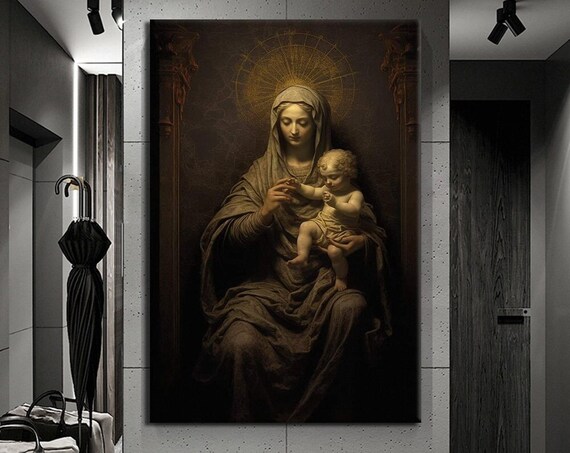 Virgin Mary Jesus Child Classical Religious Renaissance Madonna Art Poster