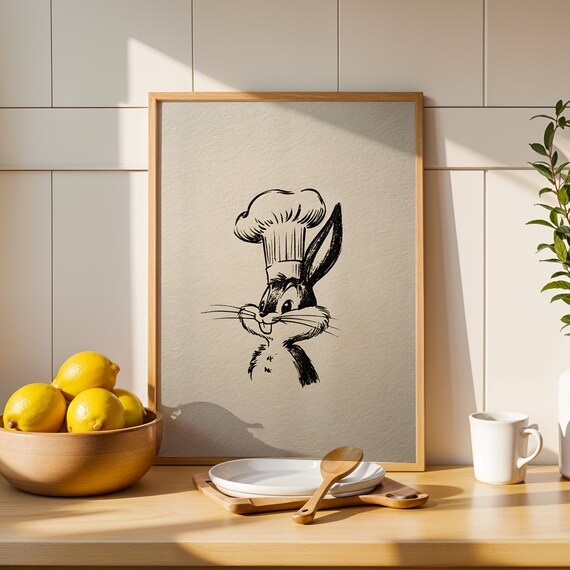 Funny Rabbit Kitchen Wall Art Prints Trendy
