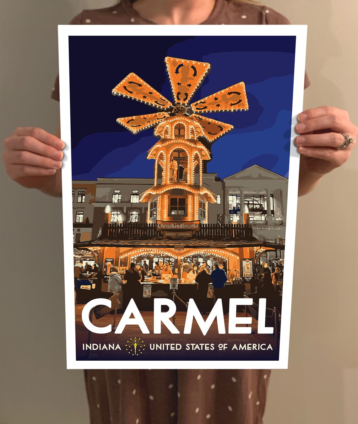 Carmel Indiana Christkindlmarkt Vintage Travel Poster - Image 2
